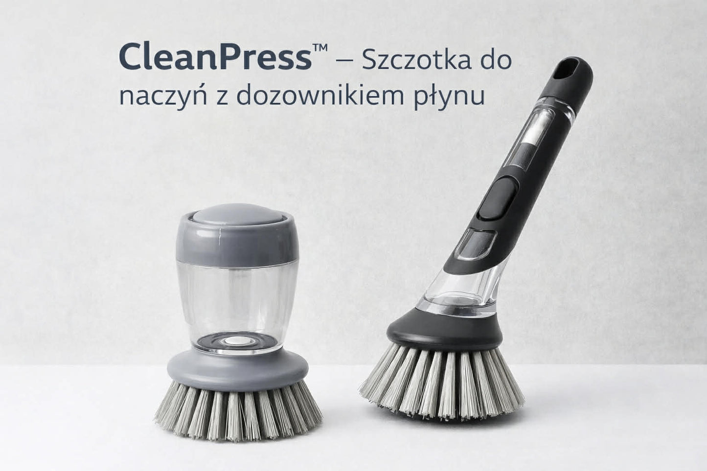 CleanPress - Szczotka do naczyń z dozownikiem płynu